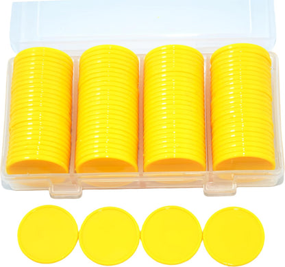 Smartdealspro Set of 100 1 Inch Opaque Plastic Learning Counters Mini Poker Chips Game Tokens with Storage Box (Pink)