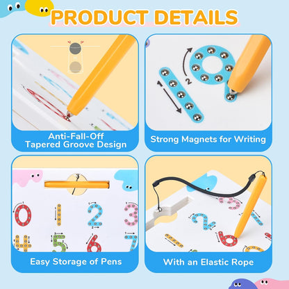 JoyCat Magnetic Letter Tracing Board, 2-in-1 Double-Sided ABC Magnets for Kids Ages 3-5, Uppercase & Lowercase Letter Writing Practice - Preschool Learning Toys, Road Trip Car Activities for Toddlers