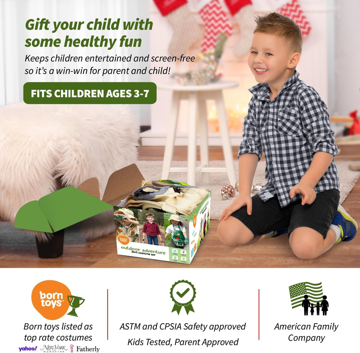 Born Toys Kids Garden Set for Boys & Girls Ages 3-7, Toddler Gardening Kit with Kids Gardening Tools - Gardening Apron, Gloves, Hat, Working Spray Bottle, Trowel Shovel & Rake, Outdoor Activity Toys