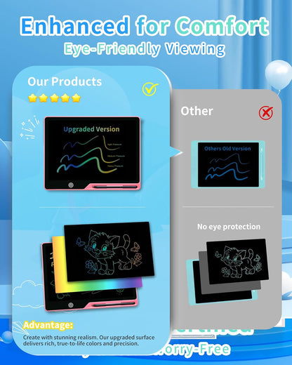 Magnetic LCD Writing Tablet for Fridge, 13 Inch Writing Tablet for Kids, Toddler Drawing Pad, Learning Toys for Boys Girls Ages 3.4.5.6.7.8, Writing Board for to-Do Lists and Family Messages (Blue)
