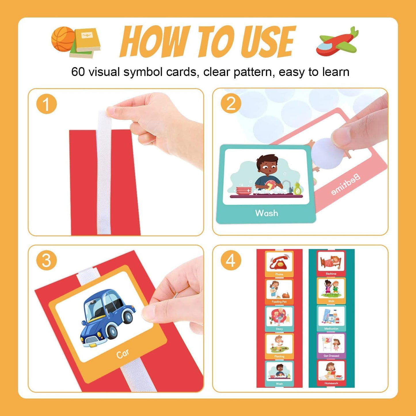 Visual Schedule Cards for Children Non-Verbal Communication Aids Colorful Daily Routine Planner Cards for Home, School, Therapy, DailyCards