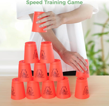 yeesport Sport Stacking Cups, 24pcs Sports Stacking Cups Sport Training Game for Challenge Competition Travel Party Gift for Kids and Adults (Purple & Red)
