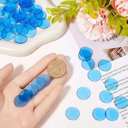 200Pcs Small Plastic Counting Chips Math Markers Blue Flat Round 18.5mm Plastic Large Group Transparent Mosaic Tile Disc Counter Item Chip for School Classroom Math Counters Family Activities