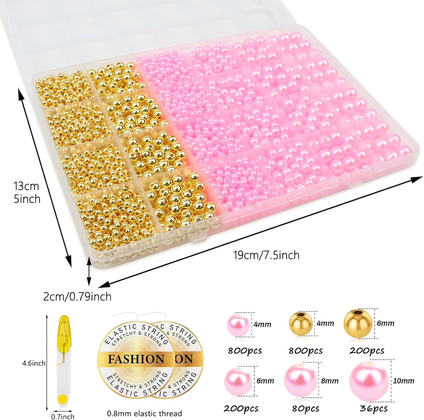 Hpebl 2136PCS Beads for Bracelets Pearl Bracelet Making Kit Friendship Bracelet Kits Bracelet Bead Kits Small Pearl Bead and Gold Beads Beading Kit for Bracelets Jewelry Making Kit