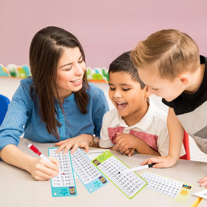 30Pcs Multiplication and Division Flash Cards, Math Flash Card with 4 Dry Erase Pens 2 Rings, Time Table Flash Cards for 1st to 3rd Grades Fun Learning with Math Game