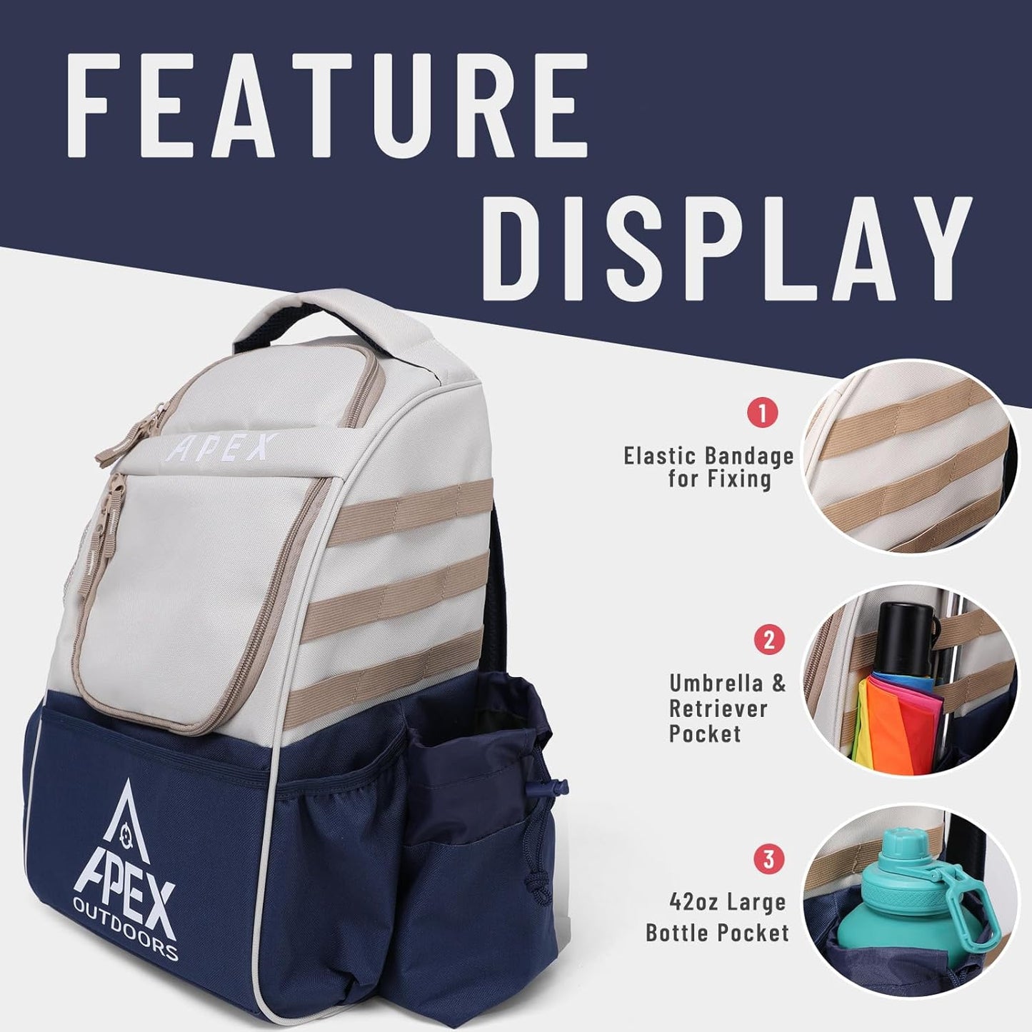 Disc Golf Bag, Large Disc Golf Backpack Holds Over 21 Discs, Durable & Lightweight with Multiple Storage Pockets