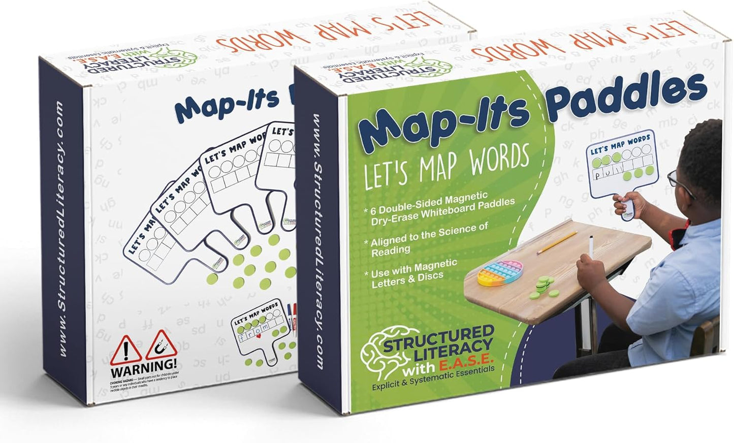6 Map-Its Paddles for Word Mapping | Hands-On Phonemic Awareness Tool | Magnetic Dry-Erase Paddles for Phonics & Spelling | Structured Literacy & Science of Reading Classroom Resource