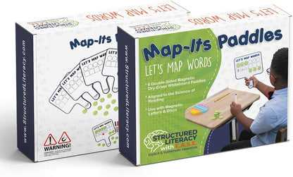 6 Map-Its Paddles for Word Mapping | Hands-On Phonemic Awareness Tool | Magnetic Dry-Erase Paddles for Phonics & Spelling | Structured Literacy & Science of Reading Classroom Resource