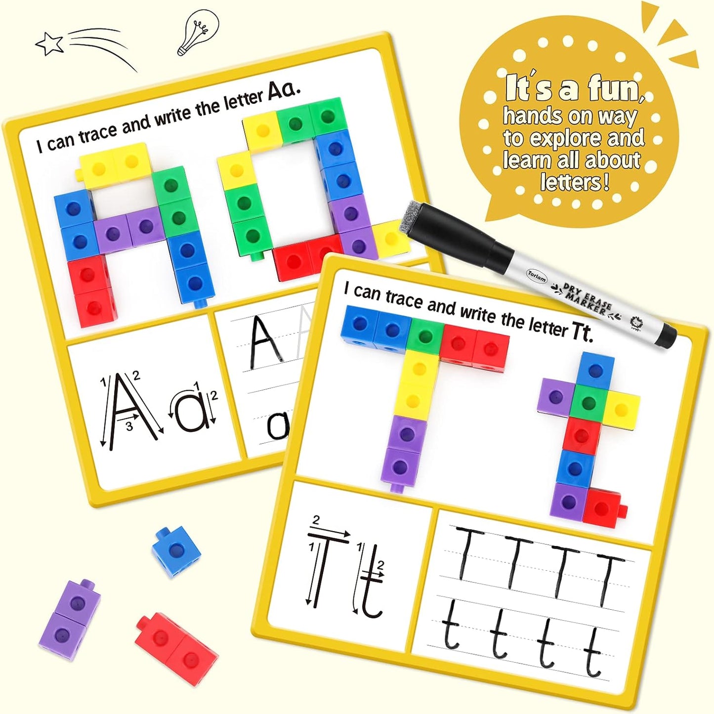 Torlam Math Cubes Math Manipulatives Activity Set, Counting Toys Snap Linking Cube for Kids Kindergarten Learning Activities