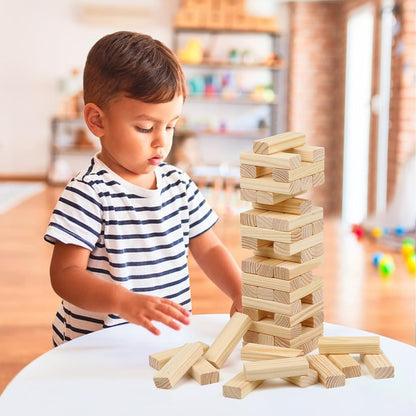 54PCS Classic Block Stacking Board Game Wooden Blocks Stacking Games for Kids and Families Tumbling Tower Blocks Game for Kids and Adults with Storage Bag