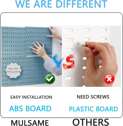 MULSAME Pegboard Combination Kit, Wall Mounted Storage Set with 4 Pegboards & 14 Accessories Hanging, White Peg Boards Organizer for Walls Display, Crafts Organization, Kitchen Organizer, 22" x 22"