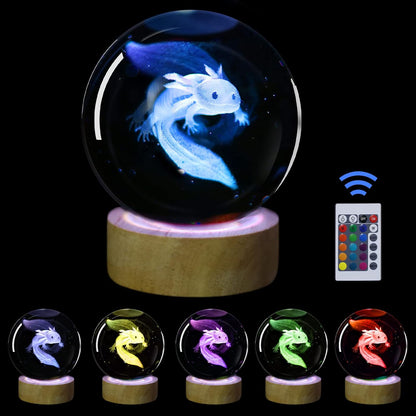 3D Solar System Crystal Ball Night Light with 16 Color LED Wooden Base, Upgraded 3.15 Inch Galaxy Planets Glass Ball Lamps with Remote for Birthday Christmas, Astronomy Space Gifts for Boys Girls