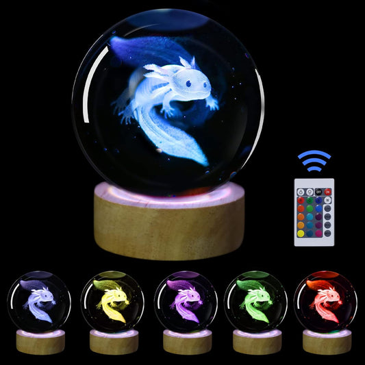 3D Solar System Crystal Ball Night Light with 16 Color LED Wooden Base, Upgraded 3.15 Inch Galaxy Planets Glass Ball Lamps with Remote for Birthday Christmas, Astronomy Space Gifts for Boys Girls
