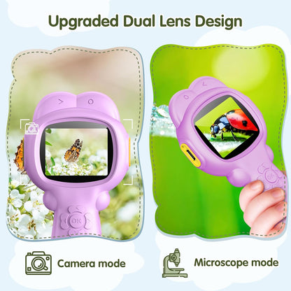 2-in-1 Kids Microscope Camera with 200W Dual Lens-2.0" Screen 500X Photo & Video AUKCLAX Digital Microscopes Handheld for 3 4 5 6 7 8 9 10 11 12 Year Old Kids Educational Science Kit Toy Gifts(Purple)