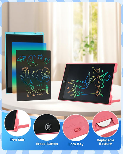 cimetech Toddler Girl Gifts, LCD Writing Tablet 2 Pack, Kids Toys for 3 4 5 6 Year Old Boys, 8.5 Inch Drawing Pad Painting Coloring Books, Travel Essentials Activities, Birthday Gifts Toddler Age 1-3