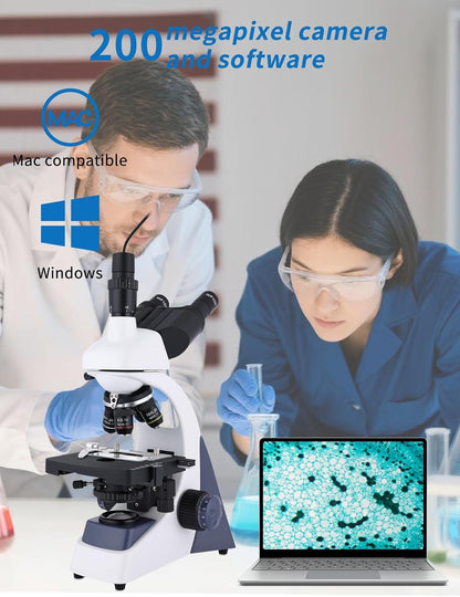 Microscopes for Adults WF10x and WF25x eyepieces Compound Microscope with Microscope Slides, Microscopes Kit for Kids Students Home School (Monocular Microscope with Big Bundle)