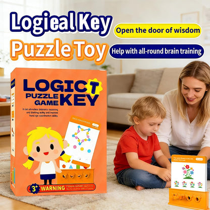 3 Levels Difficulty Toddler Preschool Educational Logic Key Toys, 64 Active Logic Flashcard Puzzles, for Kids with Card Base & Key,Logic Puzzle for Kids (3)