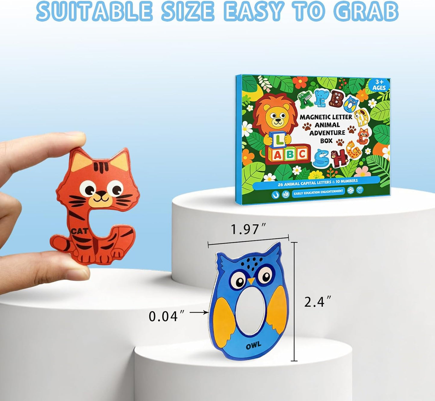 Magnetic Letters and Numbers Animal Cute Fridge Magnets ABC Alphabet Magnets for Toddlers 1-3 Refrigerator Magnets for Kids Preschool Spelling and Learning
