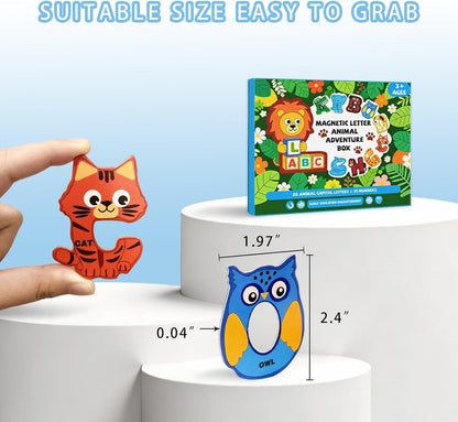 Magnetic Letters and Numbers Animal Cute Fridge Magnets ABC Alphabet Magnets for Toddlers 1-3 Refrigerator Magnets for Kids Preschool Spelling and Learning