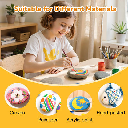 Simetufy 15 Pcs Rocks for Painting, River Rocks to Paint, 2"-3" Flat Painting Rocks, Smooth Rocks for Crafts, Natural Stones for DIY, Kindness Rocks Garden Decoration