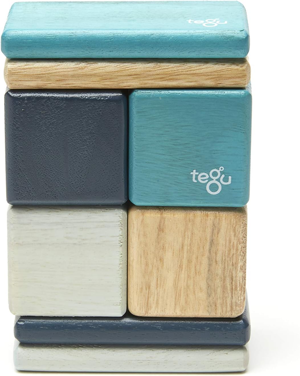 8 Piece Tegu Pocket Pouch Magnetic Wooden Block Set, Tints