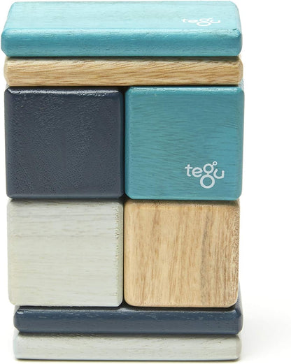 8 Piece Tegu Pocket Pouch Magnetic Wooden Block Set, Tints