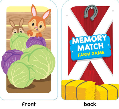 School Zone Memory Match Farm Card Game: 56 Game Cards, Preschool, Kindergarten, Animals, Early Reading, Counting, Matching, Vocabulary, Ages 3+