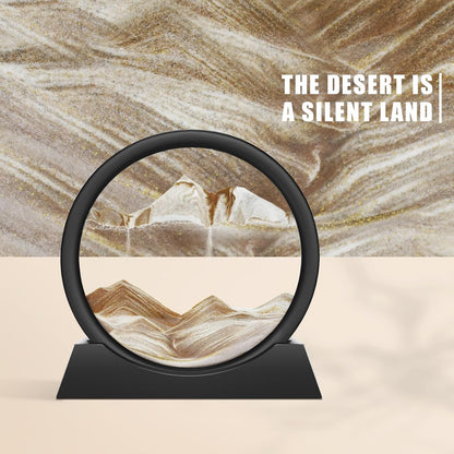 Wai Danie Moving Sand Art Picture 3D Hourglass Deep Sea Sandscape Liquid Motion Display Painting Flowing Sand Frame Relaxing Desktop Home Office Work Decor (Black, 12 Inches)