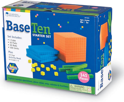 Learning Resources Brights! Base 10 Starter Set - 100 Piece Set, Ages 6+, 1+ Grade, Math Manipulatives, Teacher Supplies, Back to School