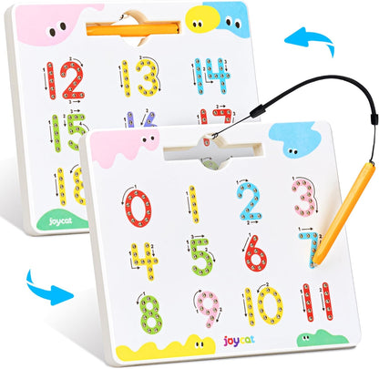 JoyCat Magnetic Letter Tracing Board, 2-in-1 Double-Sided ABC Magnets for Kids Ages 3-5, Uppercase & Lowercase Letter Writing Practice - Preschool Learning Toys, Road Trip Car Activities for Toddlers