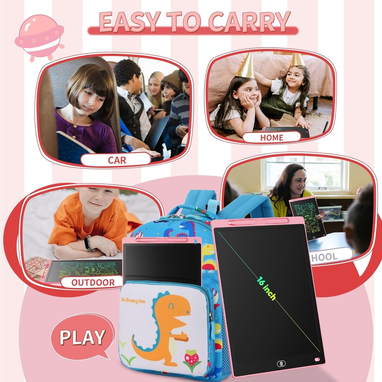 [2 Pack] Genialba LCD Writing Tablet 12-Inch Colorful Doodle Board, Toddler Learning Educational Toys Gifts for 3-8 Years Old Girls and Boys, Electronic Drawing Pad for Kids (Pink&Blue)