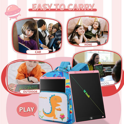 [2 Pack] Genialba LCD Writing Tablet 12-Inch Colorful Doodle Board, Toddler Learning Educational Toys Gifts for 3-8 Years Old Girls and Boys, Electronic Drawing Pad for Kids (Pink&Blue)