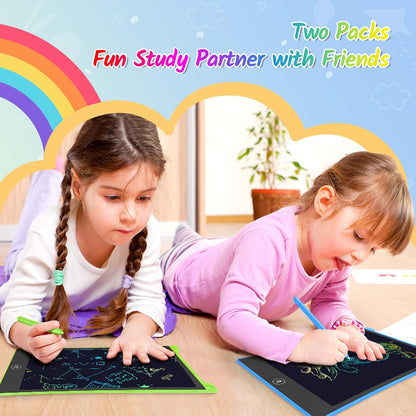 TECJOE 10 Inch 2 Pack LCD Writing Tablet, Colorful Doodle Board Drawing Tablet for Kids, No Mess Toddler Travel Learning Toys, Christmas Birthday Gifts for 3 4 5 6 7 8 Year Old Boys Girls Preschooler
