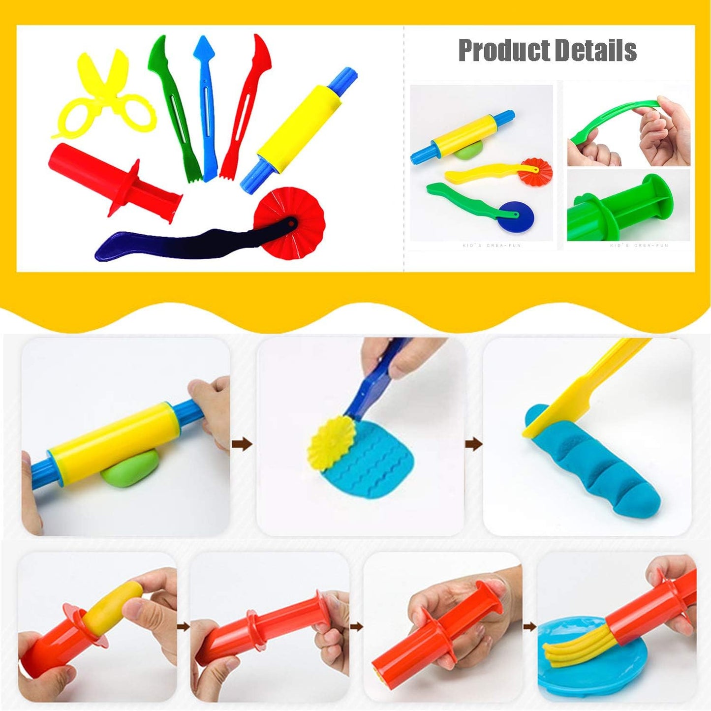 36-Piece Dough Tool Set for Kids Ages 3-8 – Includes Animal Cutters, Rolling Pins, Rollers, Random Colors