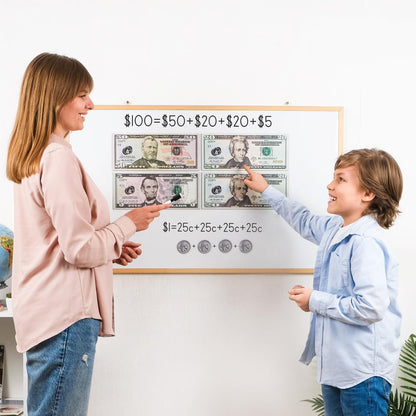 Simply magic 57 PCS Jumbo Magnetic Money - Large Play Money for Kids for Learning, Pretend Money for Classroom Teaching, Toy Money Class Money Set, Magnetic Coins, Money Games, Money Manipulatives