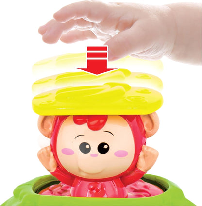 winfun Roll 'N Pop Jungle Activity Ball with Light-Up Lion, Pop-Up Monkey, Sliding Beads & Roller Ball – Interactive Sensory Toy for Babies, Promotes Fine Motor Skills, Coordination & Cognitive