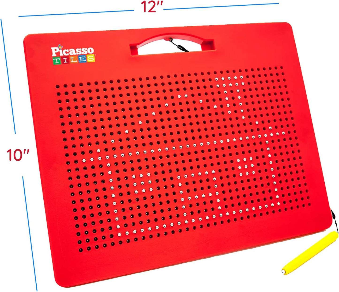 PicassoTiles 2PK 4-in-1 Magnetic Drawing Board 12x10 inch Large Magnet Tablet Pad with 4 Facings Lowercase & Uppercase Alphabets, Numbers, & Freestyle STEM Learning Writing Reading Playboard PTB06
