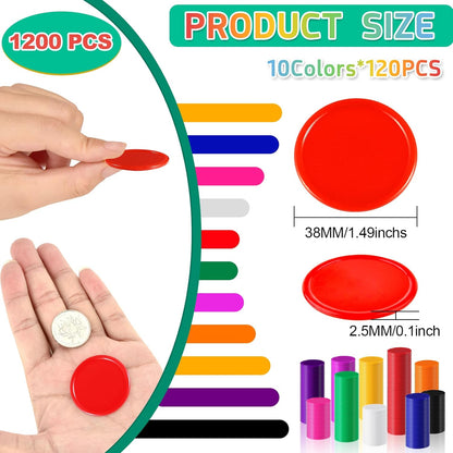 Coopay 600 Pieces Plastic Poker Chips Learning Counters Disks Bingo Chip Counting Discs Markers for Math Practice and Poker Card Game Tokens, Teaching Rewards, 38 mm/ 1.5 Inches (Red)