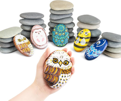 Simetufy 15 Pcs Rocks for Painting, River Rocks to Paint, 2"-3" Flat Painting Rocks, Smooth Rocks for Crafts, Natural Stones for DIY, Kindness Rocks Garden Decoration
