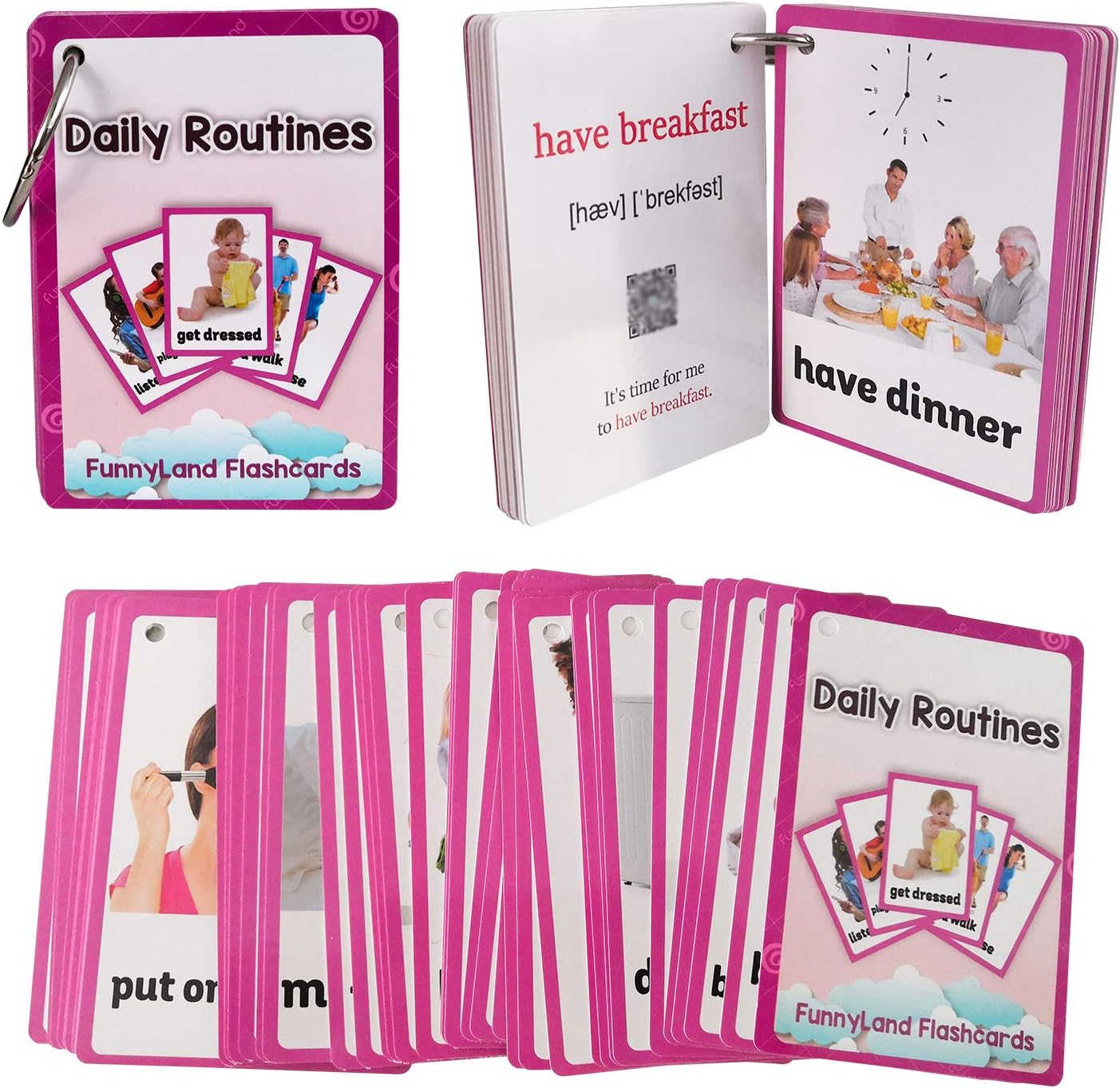 45PCS/Set Daily Routines Kids Gifts English Flash Cards Pocket Card Educational Learning Baby Toys for Children Pre-Kindergarten