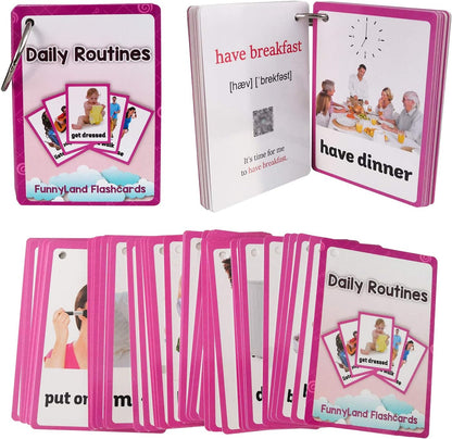 45PCS/Set Daily Routines Kids Gifts English Flash Cards Pocket Card Educational Learning Baby Toys for Children Pre-Kindergarten