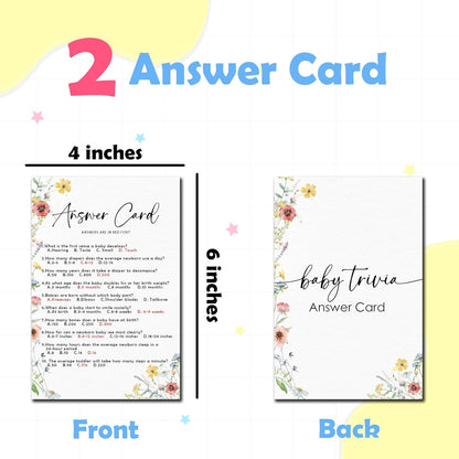 Spring Wildflowers Predictions & Advice Theme Baby Shower Games for New Parents - 50 Flowers Game Cards for Boys & Girls -Gender Neutral Gender Reveal Baby Announcement Activities Supplies & Decor-A02