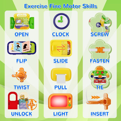 MFEESYOB Montessori Toys for 1 Year Old Boy Girl, Musical Montessori Busy Board for 12-18 Month Age, Educational Montessori Toy for Toddlers 1-3, Birthday Gift for 1+ Year Old Boy Girl