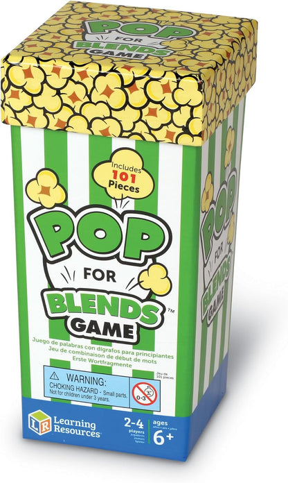 Learning Resources Pop for Blends Game,Phonics Game, 2-4 Players, 92 Cards, Ages 6+