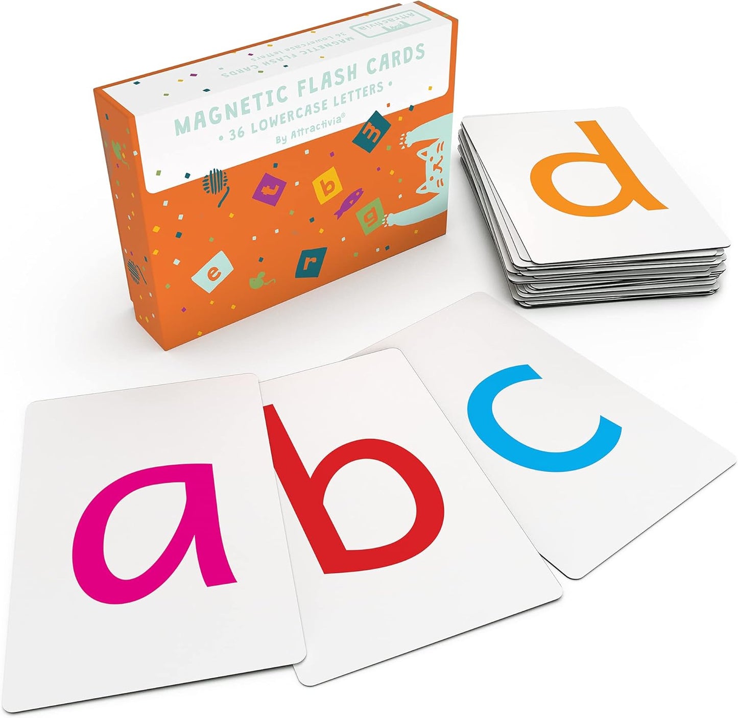Attractivia Magnetic Big Alphabet ABC Flash Cards - 52 Sturdy Uppercase & Lowercase Large Letters, Black - for Classroom Teachers, Homeschool, ESL, Kids and Adults