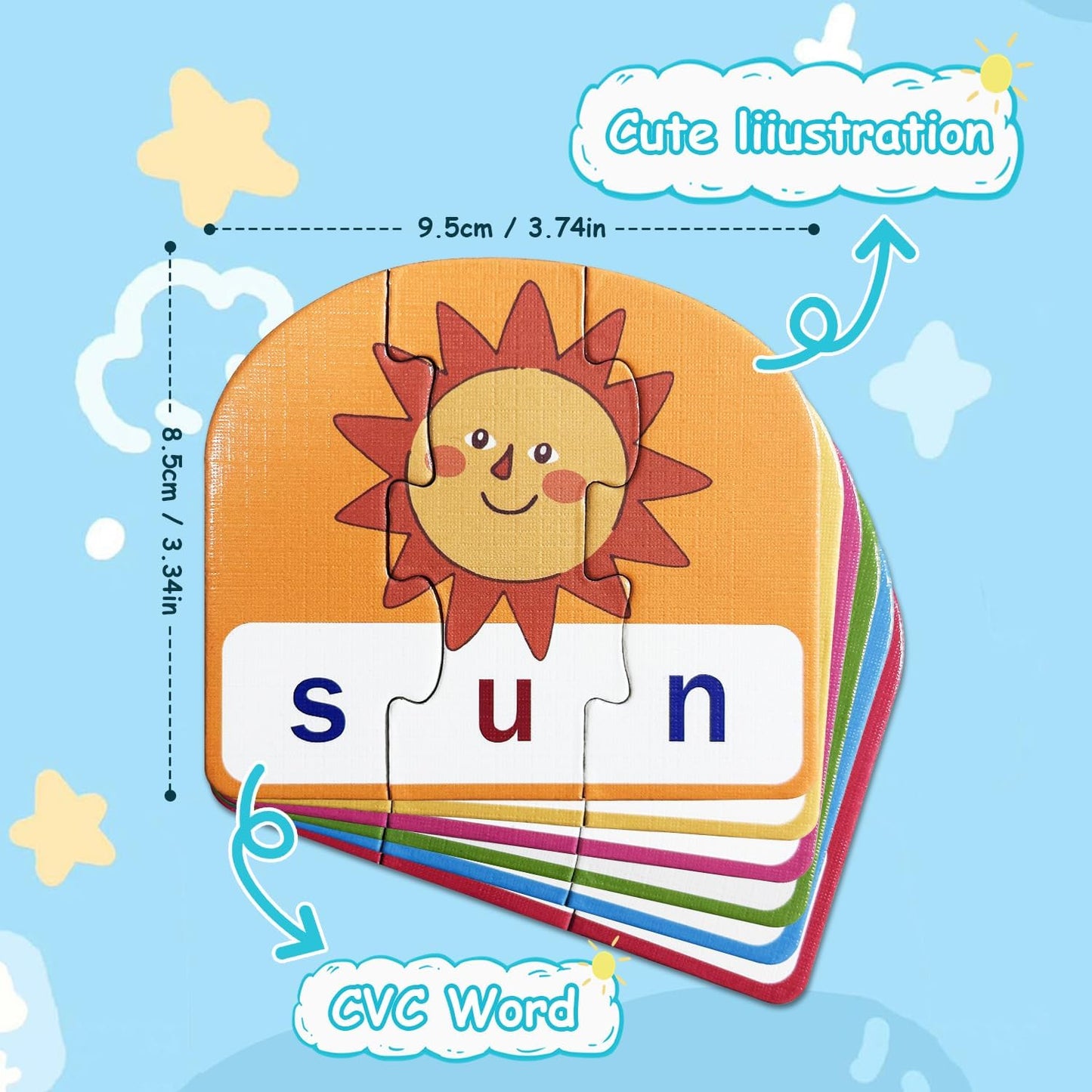 CVC Puzzle Cards for Kids – Phonics & Spelling Games for Toddlers, 3-Letter Word Puzzles for Preschool & Kindergarten, Perfect for Speech Therapy & Early Learning Classroom Essentials