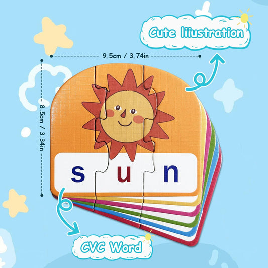 CVC Puzzle Cards for Kids – Phonics & Spelling Games for Toddlers, 3-Letter Word Puzzles for Preschool & Kindergarten, Perfect for Speech Therapy & Early Learning Classroom Essentials