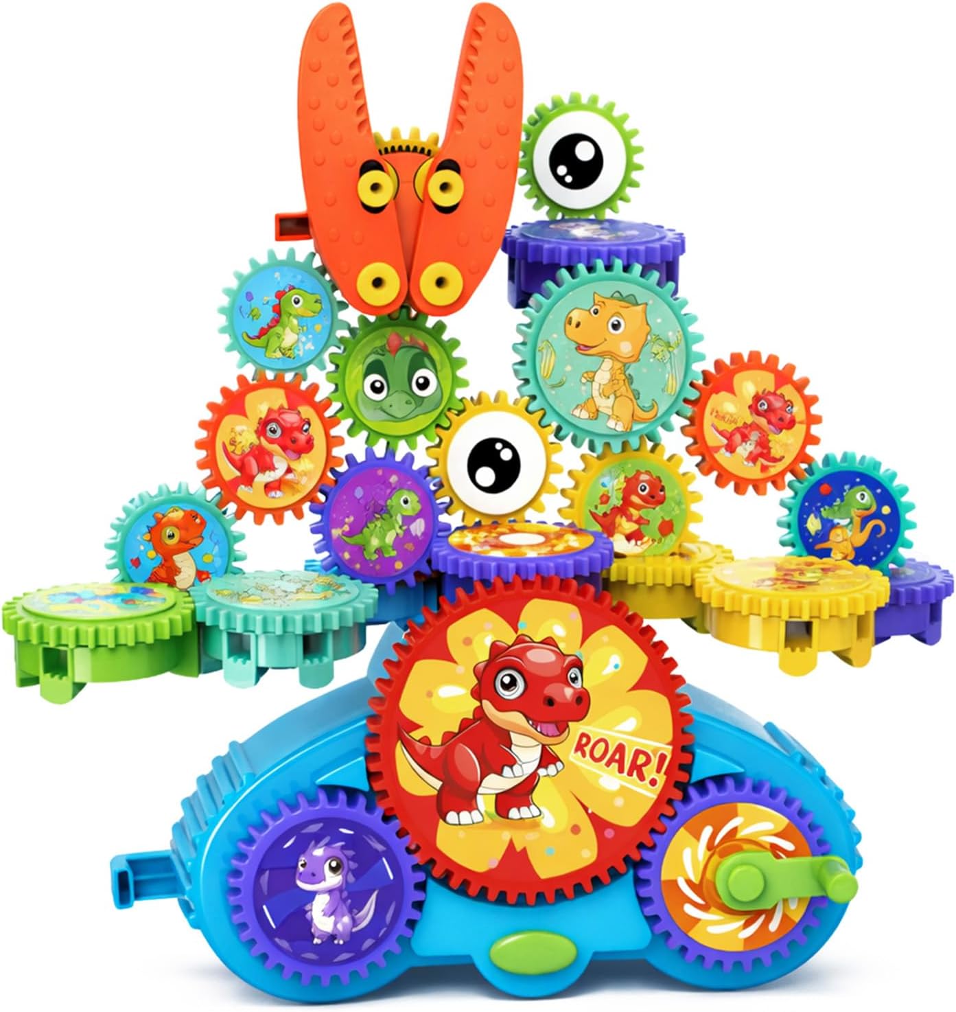 Motorized Spinning Gear Building Toys for Kids, Space Rocket STEM Construction Set, Educational Interlocking Building Blocks Puzzle | Gear Toys for Toddlers Ages 3-8