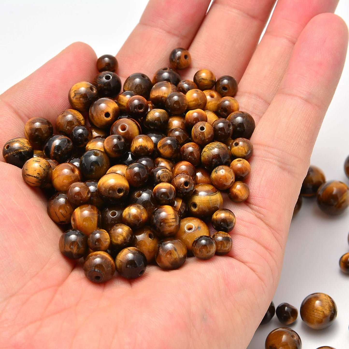 NCB 100pcs Original Natural Stone Beads Gemstone Round Loose Beads 6mm 8mm 10mm (Blue Aventurine, 6mm 100Beads) - Colors B