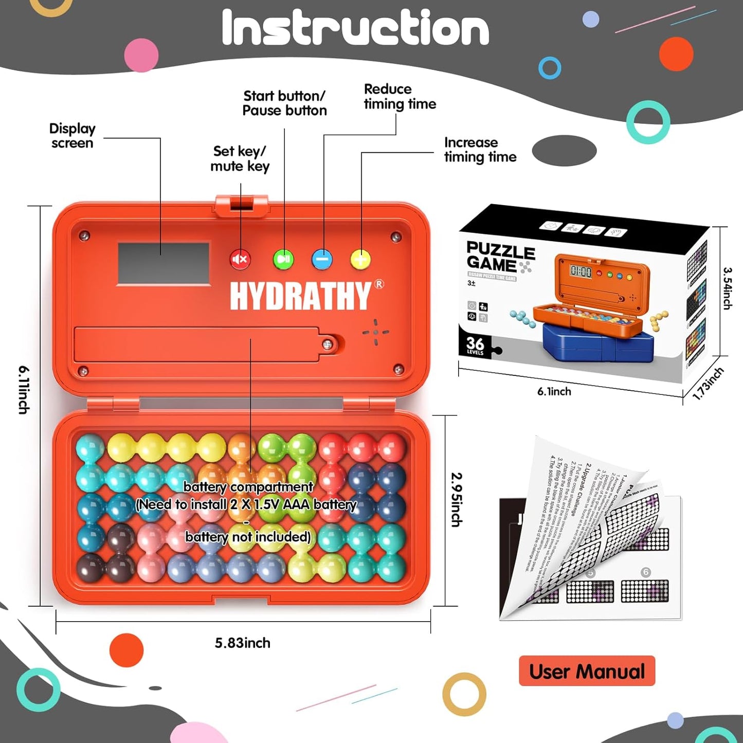 Brain Teaser Puzzles Games for Kids Adults with Timer, 2 Modes Handheld Travel Games, Single Player Mind Challenge Toys, STEM Montessori Educational Gifts for Kids 3+, Teens & Adults (Red)